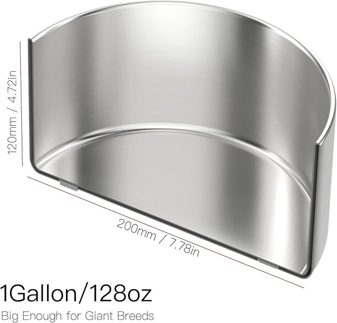 Feedoo 1Gallon Double Layer 304 Stainless Steel Dog Bowl - Insulated & Durable | Non-Slip Base | Easy to Clean | BPA-Free Safe Dog Water Bowl[128oz for Large Giant Breeds]