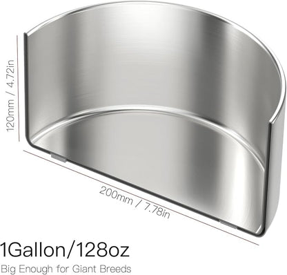Feedoo 1Gallon Double Layer 304 Stainless Steel Dog Bowl - Insulated & Durable | Non-Slip Base | Easy to Clean | BPA-Free Safe Dog Water Bowl[128oz for Large Giant Breeds]