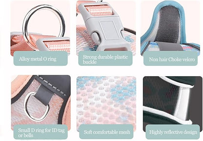 Step in Mesh Dog Harness and Leash Set - Breathable Air Mesh Reflective Escape Proof Dog Harness Vest - No Choke, Lightweight - XS(Neck:9.5"-10.5",Chest:11.5"-13.5"), Green-2