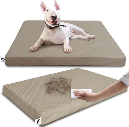 Dog Bed Medium Size Dog, Outdoor Vegan Leather Pet Beds with Waterproof Covers, Orthopedic Large Pet Crate Mat
