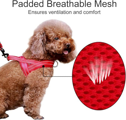 Plutus Pet No Pull Dog Harness with Breathable Mesh Padded, Adjustable Reflective Escape Proof Dog Harness, Quick Fit Dog Vest Harness for Small Medium Large Dogs(S, Red)