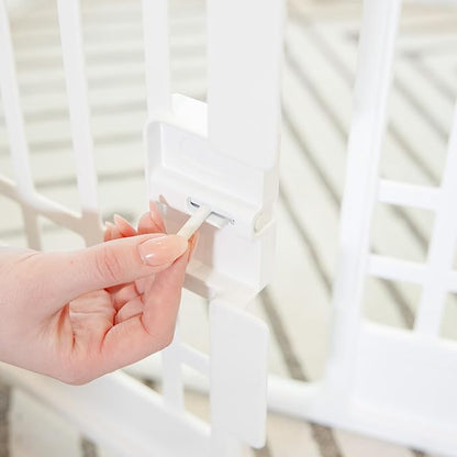 Carlson 4-Panel Plastic Pet Pen – Portable, Secure, and Easy-to-Use Playpen for Small Pets | 24" Tall, White, Includes Door and Lock, Ideal for Small Pets, Whelping and Indoor/Outdoor Use
