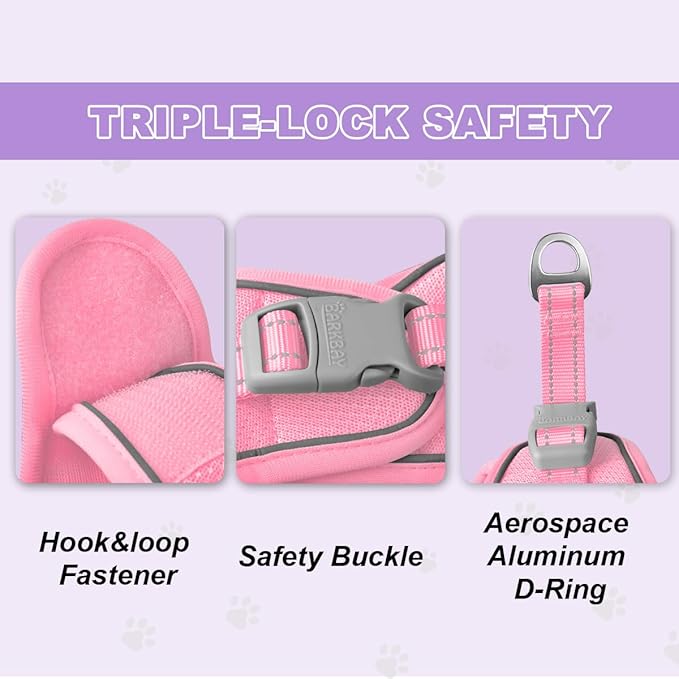 Cat Harness and Leash Set,Escape Proof Kitten Harness,Step in Adjustable Soft Lightweight,Easy Control,Reflective Strips Comfortable for Walking Travel(Baby Pink,XXS)