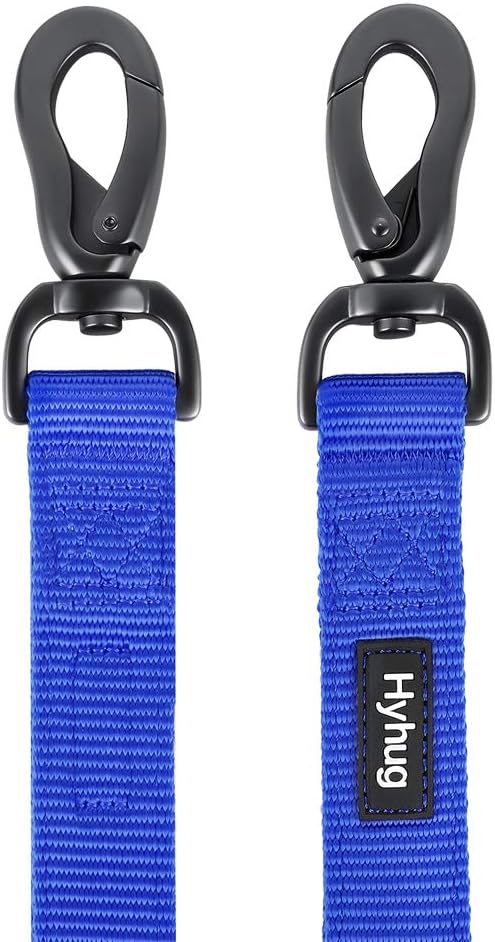Hyhug Durable and Comfy 18'' Nylon Short Leash with Super Soft Neoprene Lined Handle for Large Medium Boy and Girl Dogs - Daily Use Walking and Professional Training. (18 Inches, Bright Blue)