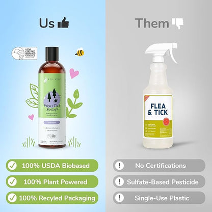 kin+kind Dog Shampoo Flea and Tick Vet Formulated - Natural Flea and Tick Prevention for Dogs - Plant Powered Shampoo w/Coconut & Olive Oil - Dog Supplies - Lavender Scent - Made in USA 12 fl oz