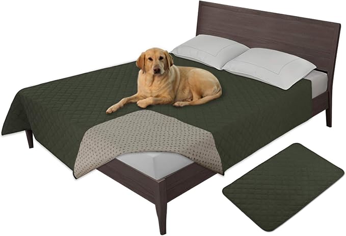 Easy-Going 100% Waterproof Dog Bed Cover, Non-Slip Pet Blanket for Furniture, Washable Couch Cover, Repleasement Sofa Cover (52X82 in,Dark Green)