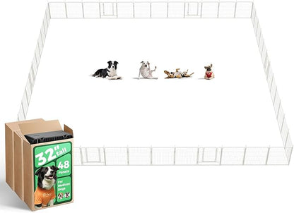 FXW Rollick Unleashed Dog Playpen for Indoor, Yard, RV Camping, 32 inch 48 Panels for Small and Medium Dogs, White│Patented