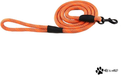 Max and Neo Rope Leash Reflective - 6 FT x 1/2" (Orange, Donates to Dog Rescue)