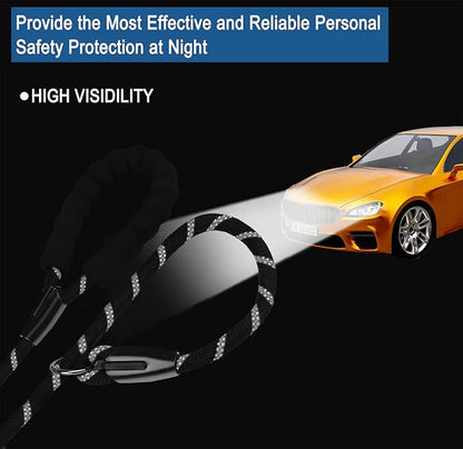 Dog Leash 6 FT, Durable Premium Quality Strong Training Rope Slip Leash with Comfortable Padded Handle and Highly Reflective Threads for Small Medium and Large Dogs, (Black)