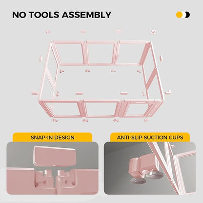 EVERFRONT Clear Acrylic Plastic Dog Playpen - Clear Dog Play Pen - Easy Assemble Acrylic Dog Playpen - Puppy Playpen, Cat Playpen, Small Animal Playpen, Dog Play Pen Indoors (Pink-23.6" H, 10PCS)
