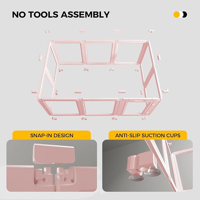 EVERFRONT Clear Acrylic Plastic Dog Playpen - Clear Dog Play Pen - Easy Assemble Acrylic Dog Playpen - Puppy Playpen, Cat Playpen, Small Animal Playpen, Dog Play Pen Indoors (Pink-30.3" H, 8PCS)