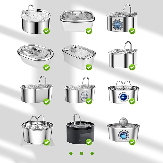 4 Pack Cat Water Fountain Filters Replacement & Pre-Filter Sponges for 3.2L/108Oz & 67oz/2L Stainless Steel Pet Fountain, Carbon Filters for Automatic Cat Water Dispenser