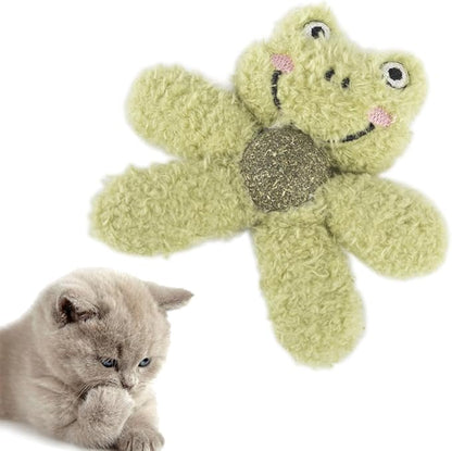 Gavpepy Cat Toys with Catnip Kitten Chew Bite Supplies Boredom Relief Fluffy Kitty Teeth Cleaning Chewing Cat Lovers Interactive Plush Gift (Frog)