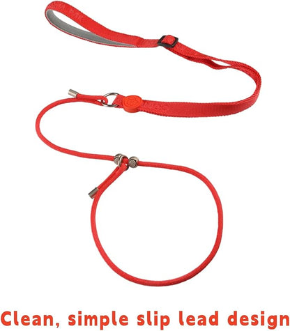 EVERKING Slip Lead Dog Leash,No-Pull Slip Training Leash and Collar,6FT Nylon Material Heavy-Duty and Durable,with Comfortable Padded Handle,Suitable for All Dogs (Red(4.9-5.9FT-Metal Buckle))