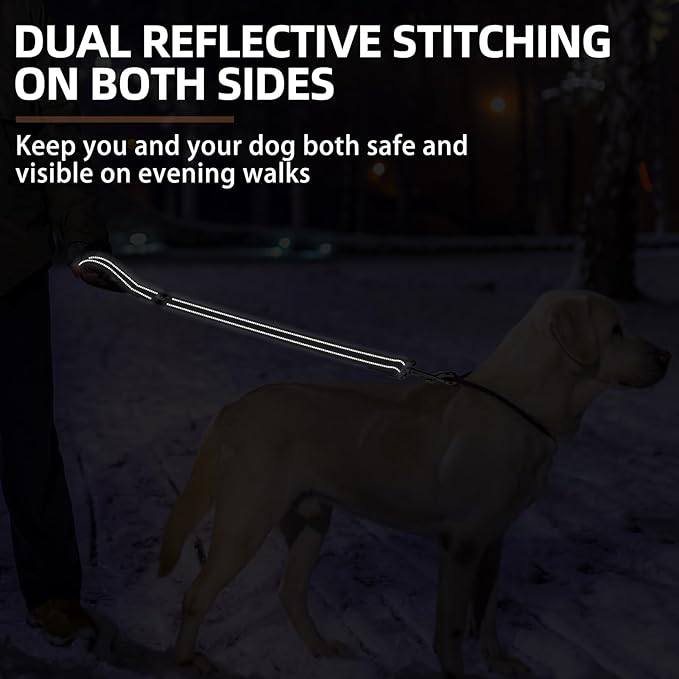 PUPTECK Reflective Short Dog Leashes - 3 Packs 2.5ft/ 1.5ft/ 1ft Nylon Leash with Strong Clip, Soft Padded Handle, Durable Training Leash for Large Small Medium Dogs Walking Outside, Black