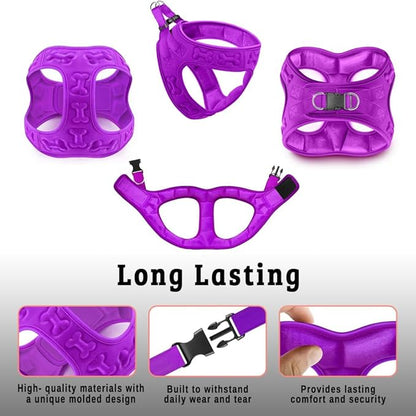 Comfort Fit Dog Harness Step In No Pull Harness for Small Medium Sized Dogs Soft Padded No Escape Harness Adjustable Easy Buckle with Leash Attachment D-Ring Extra Comfort Inside Velvet Plush M Purple