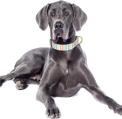 Reflective Dog Collar, Cute Dog Collar for Large Dogs, Soft Nylon Puppy Collar for Boy and Girl Female Dogs, Adjustable Pet Collars with Quick Release Buckle, Colorful Watercolor Art