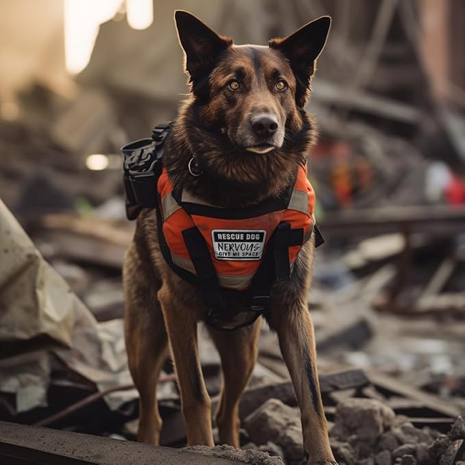 TACVEL 2 Pieces Rescue Dog Nervous Give Me Space Dog Patches, Service Dog Patches with Hook Backing for Service Animal Vests, Harnesses