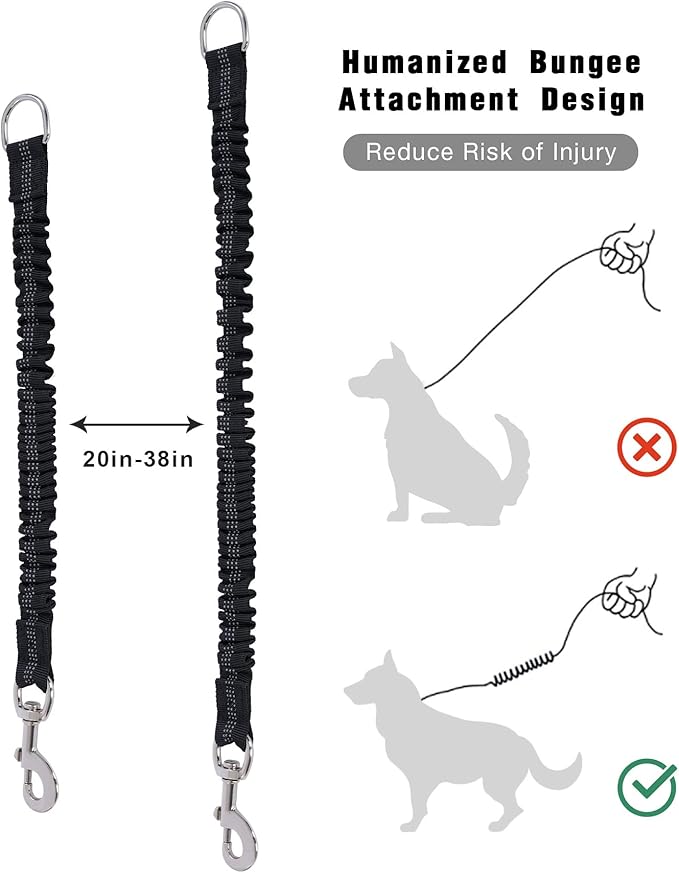 Long Dog Leash with Reflective Threads 15FT 20FT 30FT 50FT,Heavy Duty Bungee Dog Leashes for Small Medium Large Dogs,Shock Absorbing Training Leash for Walking,Hunting,Camping&Yard