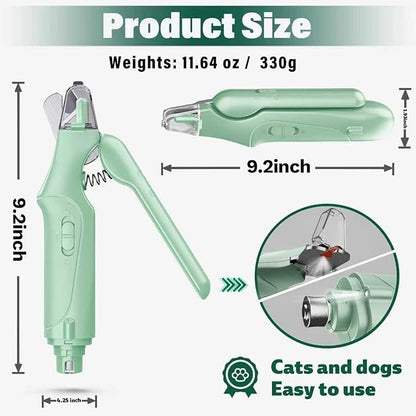 CATPICK 2-in-1 Cat Nail Clippers & Dog Nail Clippers Trimmers for Large Medium Small Dogs Cats Claw Trimmer Quick Sensor and Safety Guard USB Rechargeable with 2 LED Lights Dogs Nail Trimmer