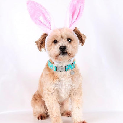 Easter Bunny Dog Collar, Cotton Easter Eggs Puppy Collar for Puppy Girl Boy Dogs, Lovely Easter Bunny Pet Collar with Durable Buckle, Easter Gift Dog Collar