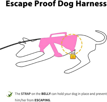 Huntboo Escape Proof Dog Harness, Escape Artist Harness, Reflective Dog Harness with Handle, Durable,Adjustable Vest for Small Medium Large Dogs Walking, Training, and Running Gear(Rose Red, XL)
