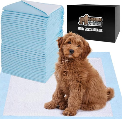 Gorilla Guard Disposable Puppy Pads, 5 Layer Pee Pads for Dogs, Absorbent Diaper Changing Pad, Dog Potty Training Supplies, Quick Dry Pet Housebreaking Essentials for Puppies, 50 Count 28x34 in