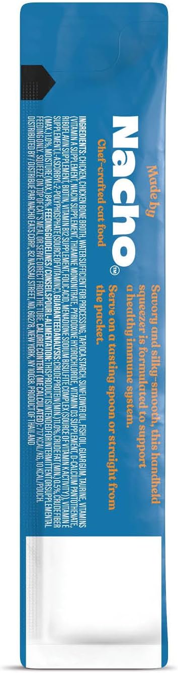 Made by Nacho Functional Mousse Sachets, Lickable Cat Treats, 12 Count with Bone Broth, 0.5 oz, No Grains, Corn, Wheat or Soy