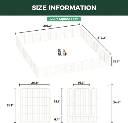 FXW Rollick Unleashed Dog Playpen for Indoor, Yard, RV Camping, 32 inch 32 Panels for Small and Medium Dogs, White│Patented