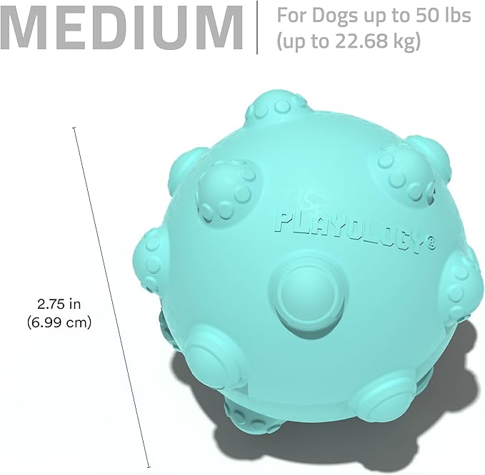 Playology Dog Toys | Puppy Toy Teething Ball Designed for Young & Active Dogs | Medium Peanut Butter Scented Toy Made from Non Toxic Materials