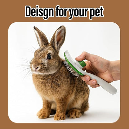 Woofs and Purs 2 Pcs Self Cleaning Slicker Brush & Bath Brush For Dogs and Cats - Skin Friendly Deshedding Dog Brush Suitable For Shedding & Haired Pets, Green