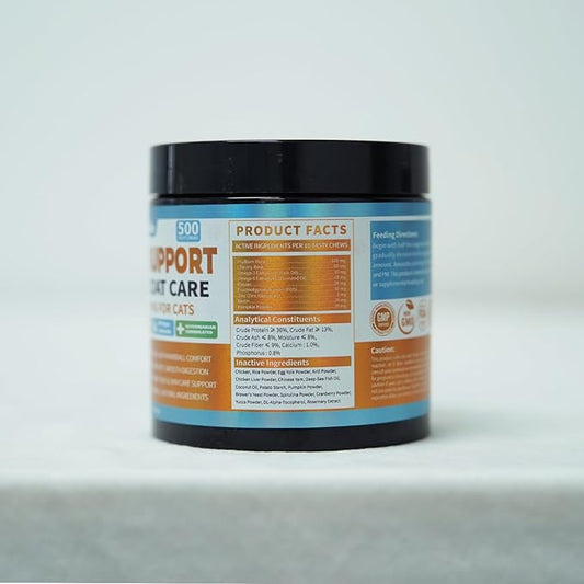 Cat Hairball Support Chews – 500 Crunchy & Creamy Texture Hairball Treats for Cats – Texture Indoor Feline Digestion Formula, Hairball Control & Cat Digestion Support, Chicken & Krill Flavor