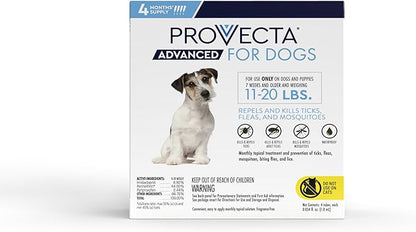 Provecta® Advanced for Dogs Flea and Tick Topical Treatment for Medium Dogs (11–20 lbs), 4-Month Supply