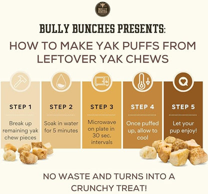 Bully Bunches Large Authentic Yak Cheese Himalayan Chews for Large Dogs & Heavy Chewers - All Natural Dog Treat Dental Chews, Made with Real Yak Milk - Lactose & Rawhide Free (2 Pk)