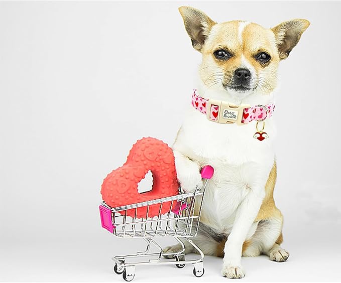 Valentine's Day Dog Collar, Cute Red Heart Adjustable Pet Collars Soft Comfortable Cotton Holiday Puppy Collar Cute Necklace Gift for Small Dogs