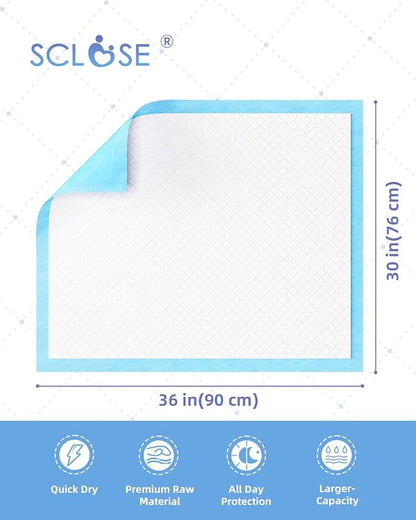 SCLOSE Dog Pee Pads Extra Large 30"x36", 100 Count Puppy Pads XXL, Potty Pads for Dogs, Super Absorbent & Leak-Proof, Disposable Training Pads for Puppies, Doggie Pads, Blue