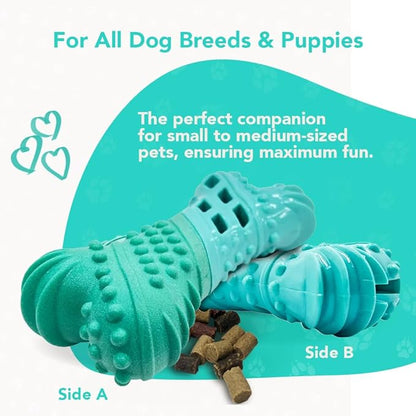 Treat Dispenser Bone Toy, Beef Flavored Rubber Dog Treat Toy, Floatable Dog Enrichment Toys, Refillable