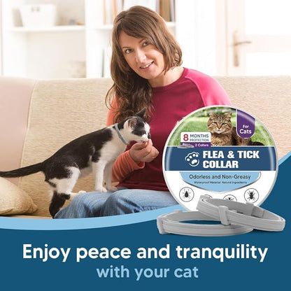 UDyoude Flea Collar for Cats, Cat Flea and Tick Collar, Cat Flea Collars, Kitten Tick Collars, Adjustable 8 Months Protection (Pack of 2)