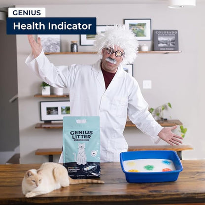 Genius Litter Health Monitoring Cat Litter, Featured on Shark Tank, Lightweight Crystal Silica Gel, Non Clumping, Dust Free, Low Tracking, Odor Control for Indoor Cats and Kittens, 6 lb Bag