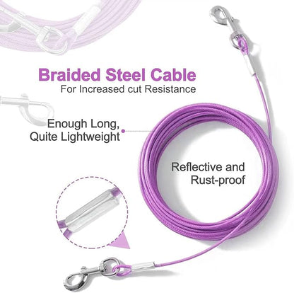 Tie Out Cable for Dogs,150FT Dog Leads,Heavy Duty Tie Out Cable for Large Dogs Up to 125lbs,Durable Dog Runner Tether Line for Outdoor,Yard