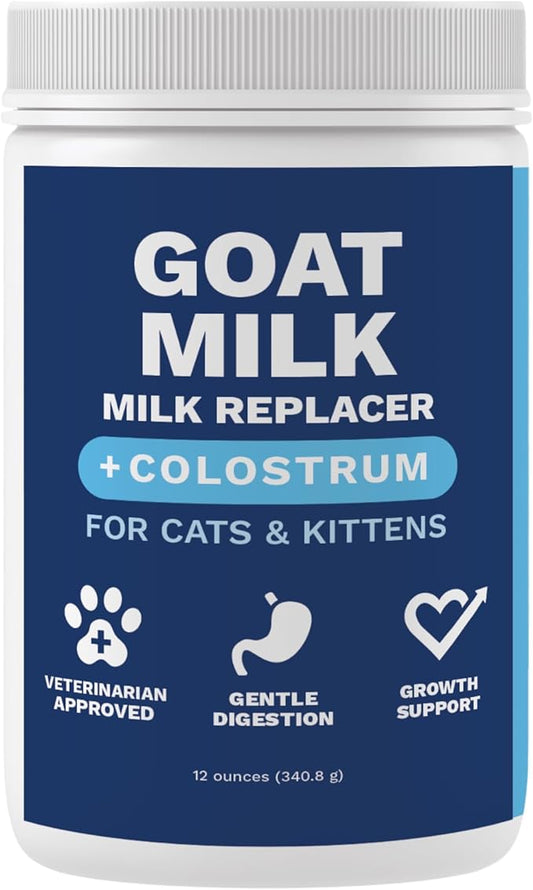 Under the Weather Kitten Milk Replacement Powder + Colostrum for Cats & Kittens | Goat Milk Replacer Powder | Goat-Based Formula with Colostrum for Immune & Digestive Support - 12 oz