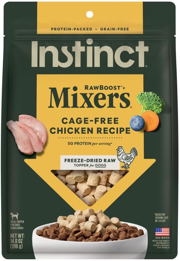 Instinct Raw Boost Mixers, Freeze Dried Dog Food Topper, Grain Free - Cage Free Chicken, 14 oz. Bag