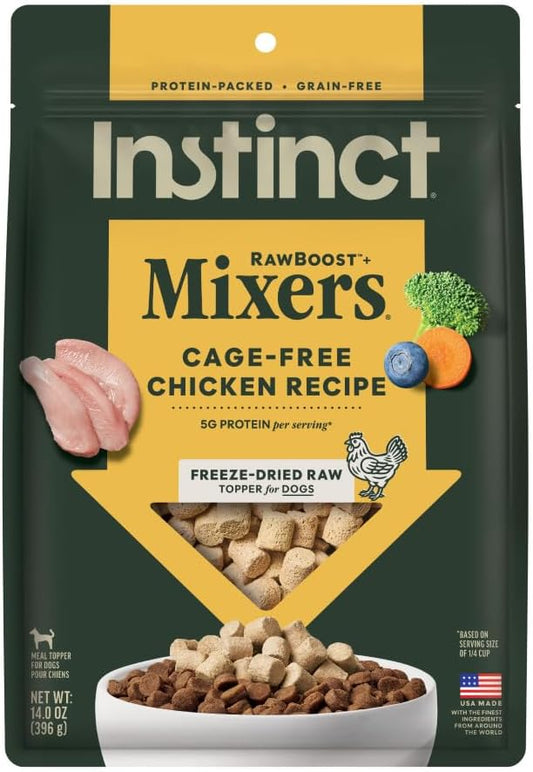 Instinct Raw Boost Mixers, Freeze Dried Dog Food Topper, Grain Free - Cage Free Chicken, 14 oz. Bag