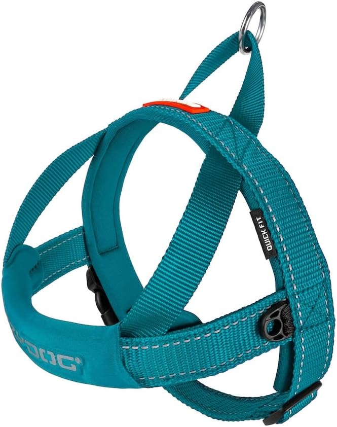 EzyDog Quick Fit Dog Harness – No Pull Harness for Training, Everyday Walking, and Easy Control - Adjustable Fit, Reflective, and Padded (Medium, Teal)