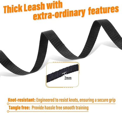 Dog Training Leash - Long Line for Recall & Obedience, Nylon Training Lead with Padded Handle, 15 ft / 20 ft / 30 ft / 50 ft / 100 ft - Long Leash for Dogs Outside, Small/Medium/Large