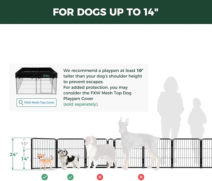 FXW Homeplus Unleashed Indoor Dog Playpen - Stress-Free and Safe Play, Heavy Duty 24 Inch 32 Panels Dog Pen for Puppy and Small Dogs, Black│Patented
