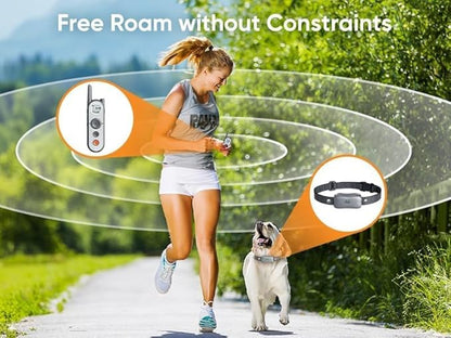 Htcuto 3500 Ft Wireless Dog Fence with 6100Ft Training Remote Collar, 185 Day Battery Rechargeable Electric Fence System, IPX7 Water Resistant, Use for Dogs*Grey