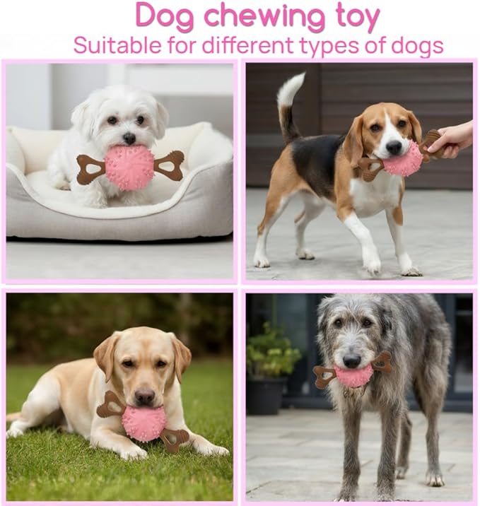 sidaeren Dog Toys,Hybrid Dog Chew Toy for Aggressive Chewers, 2-in-1 Durable Wood-Plastic Bone & TPR Spike Ball, Natural Wood Scent, Integrated Safe Design for 20-100 lbs Medium Large Breeds