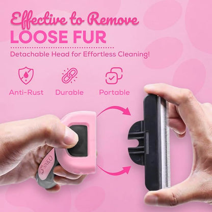 Sinko Deshedding Tool for Dogs & Cats, Pet Grooming Brush, Skin Friendly Deshedding Tool, Dog Brush for Shedding, Effectively Reduces Shedding by up to 95% for Short Medium Long Pet Hair (Pink)