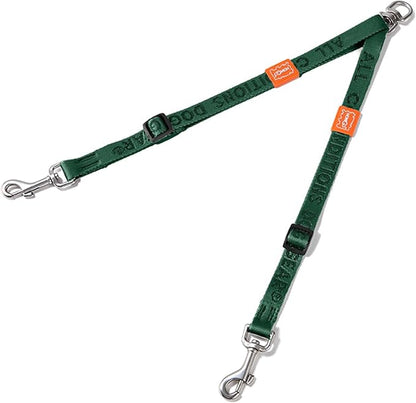 HOWGO Double Dog Leash, No Tangle 360° Swivel, Adjustable Two Padded Handles, Double Clip Dog Leash Coupler Splitter for 30~150 lbs Large and Medium Breeds (Green, 4/5'' x 0.9 FT, Std)
